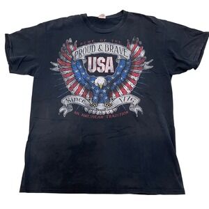 Patriotic Eagle USA Graphic T-Shirt Proud & Brave American Tradition Mens Size L